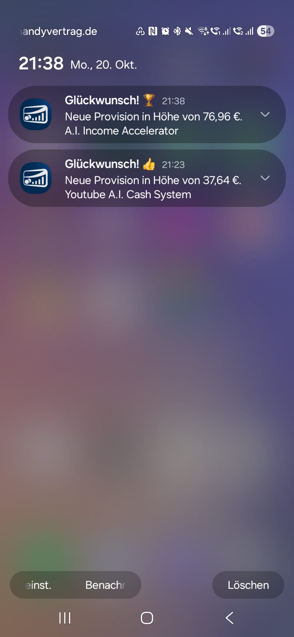 Copecart Einnahmen Pushbenachrichtigung